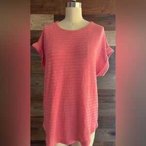 Pink Boxy Short Sleeve T-Shirt with Cuffed Sleeves